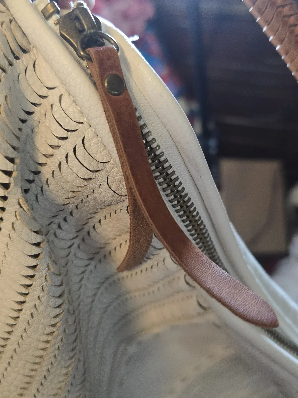 Free People Large Cream Vegan Leather Shoulder Bag with Crossbody Strap